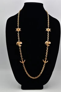 Collar de cadena náutica Christian Dior vintage ancla grueso dorado firmado BinBJ - Imagen 1 de 12