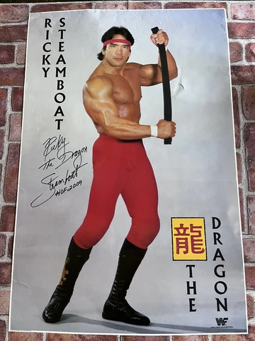 WWE/WWF ORIGINAL VINTAGE RICKY THE DRAGON STEAMBOAT POSTER *SIGNED - WWF POSTER Cover