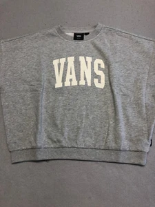 New Vans Girl's Medium Sweatshirt Stadium Loose Cement Heather Fleece Crewneck - Picture 1 of 5