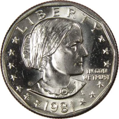 Moneda de 1 dólar S Susan B Anthony 1981 BU sin circular Mint State SBA Foto 1 de 2