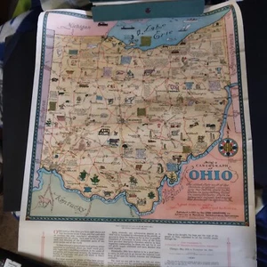 1933 Kartographenkarte von Ohio in Auftrag gegeben für Chicagos Ausstellung 19" x 24" - Bild 1 von 3