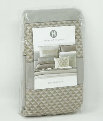 Hotel Collection Como Cotton Geometric Embroidered Pillow Sham - EURO - Taupe - Image 1 of 4