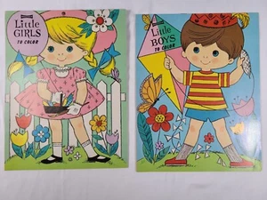 2 Artcraft Coloring Books Saalfield 1950's Little Girls Little Boys To Color - Picture 1 of 6