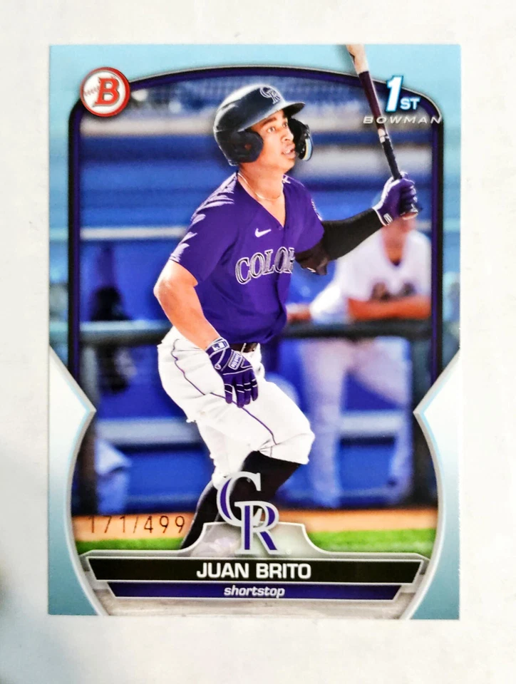 Juan Brito 2023 1st Bowman #BP-77 Prospect SKY BLUE Border 171/499 RC z28 - Image 1 of 1
