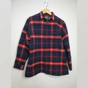 Thunder Cotton Navy and Red Plaid Barn Jacket - Picture 1 of 6