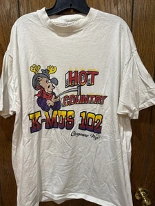 Vintage Hot Country K-MUS 102 Shirt Mens XL White Cheyenne Wyoming Radio 90s Tee - Picture 1 of 3