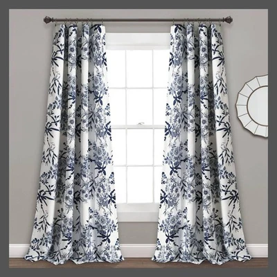 2 件装 52 英寸 x 84 英寸滤光植物园窗帘板海军蓝-郁郁葱葱的装饰 — 第 1/4 张图片