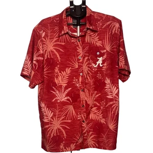 Alabama Crimson Tide Colosseum Button Up Shirt XL Red Palm Print Poppull A - Picture 1 of 10
