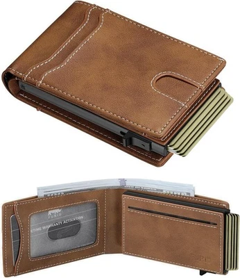 Kartengeldbörse für Herren Slim: Smart Rfid Minimalistische Fronttasche Pop Up Geldbörse mit - Bild 1 von 4