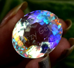 Natural Mystic Quartz Oval 55.10 Ct Rainbow Color Stunning Certified Gemstone - Picture 1 of 5