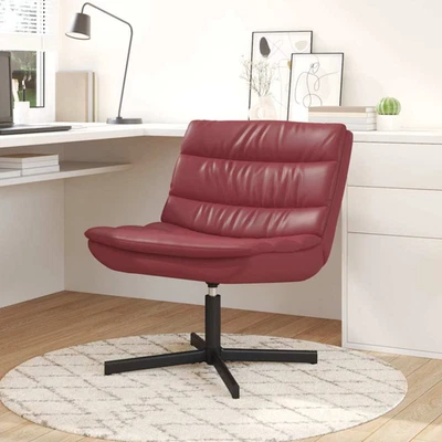 Swivel Chair Wine Red Faux Leather 63x75x76cm Ergonomic Steel Base 360 Swivel-XL - Image 1 of 4