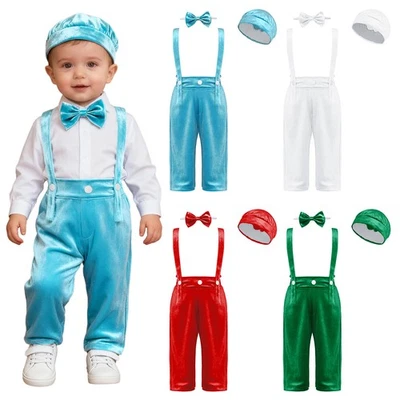 Bavaglino natalizio ragazzo bretelle festa gentiluomo compleanno outfit - Immagine 1 di 3