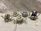 Lot Of 5 Vintage Porcelain Art Miniature Teapot Special Edition Collectible