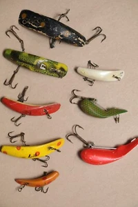 8 Antique Wood Flatfish Lure Lot Vintage Flat Fish F7 F6 F5 Crankbait Fly - Picture 1 of 6