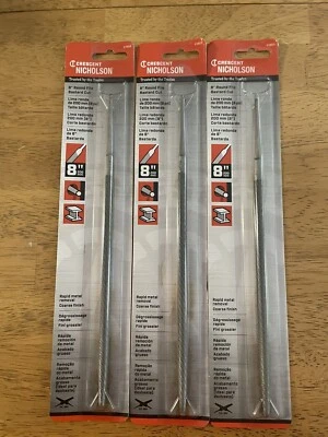 3 Pack Nicholson 8" General Purpose Round File Single Cut Bastard Medium-Coarse - Image 1 of 4