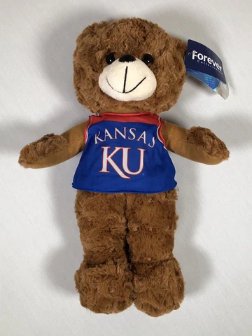 Kansas Jayhawks Plush Animal Teddy Bear NCAA Blue Cover