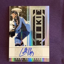 2011-12 PANINI CERTIFIED ROOKIE AUTO JERSEY 142/499 -CARL KLINGBERG Jets