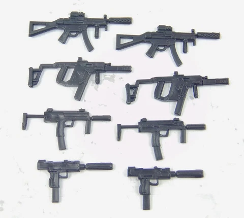 Custom Weapons 1:12 Scale for 6" figures Sub Machine Gun SMG Lot 8pcs for $12 Cover