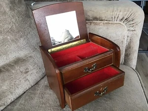 Joyero musical vintage japonés Sankyo con 2 cajones de madera - Imagen 1 de 13