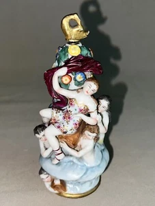 Antique 18th C Chelsea Porcelain Figural Scent Perfume Bottle Rare Mermaid Girls - Picture 1 of 24