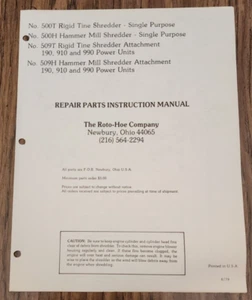 Accesorios para trituradora Roto-Hoe serie 500 "Manual de instrucciones de piezas de reparación" - Imagen 1 de 3