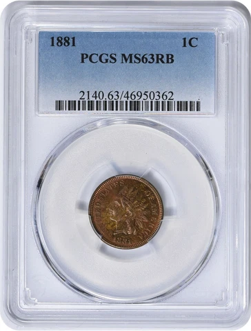 1881 Indian Cent MS63RB PCGS Cover
