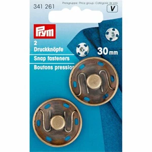 K1 Prym Annäh-Druckknöpfe 30 mm alt-messing 2 Stück 341261 - Bild 1 von 1