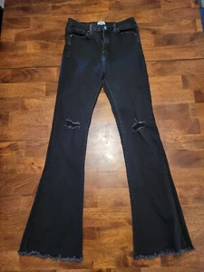 Simple Society Jeans Sz 7/28 Women’s Black Distressed Raw Hem Stretch - Picture 1 of 4