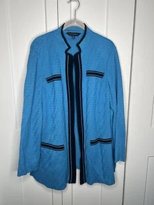 Ming Wang Collared Knit Long Cardigan Women’s Plus Size 0X - Picture 1 of 8