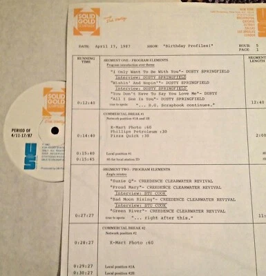 RADIO SHOW: B'DAY 4/17/87 FULL SETS w/DUSTY SPRINGFIELD & STU COOK w/INTERVIEWS - Image 1 of 2