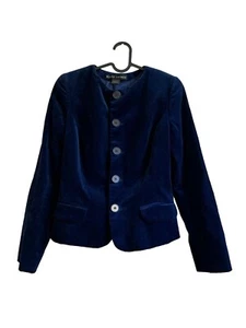 Ralph Lauren Black Label Jacket XS Royal Blue Velvet Cotton Coat Women's Career - Picture 1 of 12