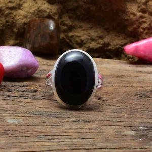 Precioso Ónice Negro Piedra 925 Plata de Ley Handmade Anillo Todas las Tallas - Imagen 1 de 3