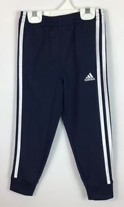  Adidas Athletic Pants Boy’s Size 4 Navy Blue w/ White Stripes Tricot NWOT