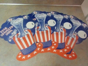 VINTAGE STAR SPANGLED SODA LILY CUPS PAPER POSTER SIGN LOT OF 4 - Picture 1 of 8