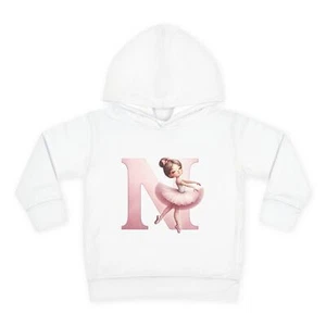 Ballerina Hoodie for Kids, Toddler Ballet Gift, Cute Dance Wear, Letter N - Picture 1 of 10
