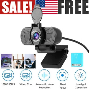 2MP Full HD 1080P Web Cam Computer Laptop Desktop PC Web Camera Builtin Dual Mic - Picture 1 of 12