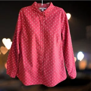 Blusa Top LC Lauren Conrad Mujer Botón Delantero Mangas Largas Lunares Talla L - Imagen 1 de 10