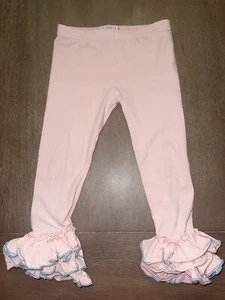 Girls Pearls and Piggytails pink blue ruffle leggings size 6 V-4 - Picture 1 of 3