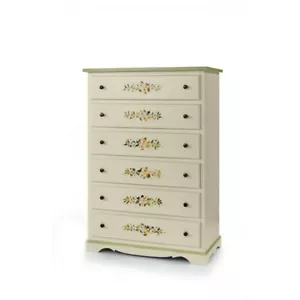 Chest of Drawers Shabby 6 Drawers Decorated White Matt Art Povera Classic - Picture 1 of 4