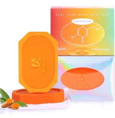 Kojic Acid Dark Spot Remover 2 Soap Bars w/ Foaming Net Retinol Collagen Tumeric