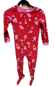 Carters One-Piece Christmas Flamingo Footed Sleeper Pajamas 6-6A - Picture 1 of 9