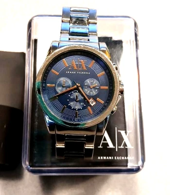 Reloj de cuarzo Armani Exchange AX2085 cronógrafo de acero inoxidable con esfera azul Foto 1 de 2