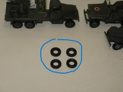 F62 France-Jouet FJ, X 4 Square Band Tires For GMC, Dodge, Jeep, GAC, 16 / 7 - Image 1 of 4