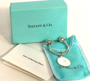 Vintage TIFFANY & Co. Key Ring Round Tag Keychain 925 Complete Box Pouch Papers - Picture 1 of 7