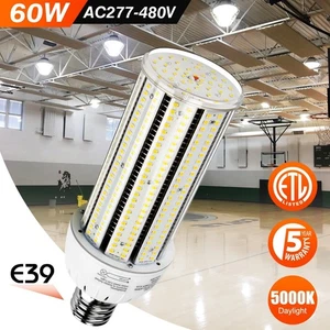 277-480V 60W E39 Mogul Base LED Corn Light Fixture High Bay Street Area Lighting - Picture 1 of 13