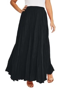 Jessica London Women's Plus Size Flowing Crinkled Maxi Skirt - Picture 1 of 32