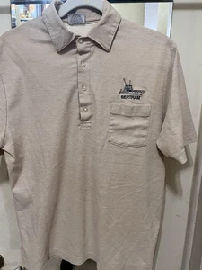 Bertram Yacht Vintage Print-Ons Polo Shirt Tan Short Sleeve Single Stitch - Picture 1 of 6