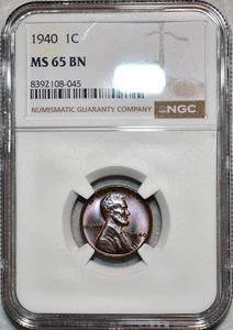 NGC MS-65 BN 1940-P Lincoln Cent, Beautifully Toned, Radiant, PQ Gem. - Picture 1 of 2