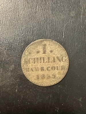 1855 German States City Of Hamburg 1 Schilling Coin - Image 1 of 2