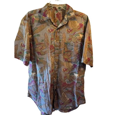 Allen Solly Vintage Men’s 17.5 34/35 Duck Print SS Button Down Cotton Shirt - Image 1 of 4